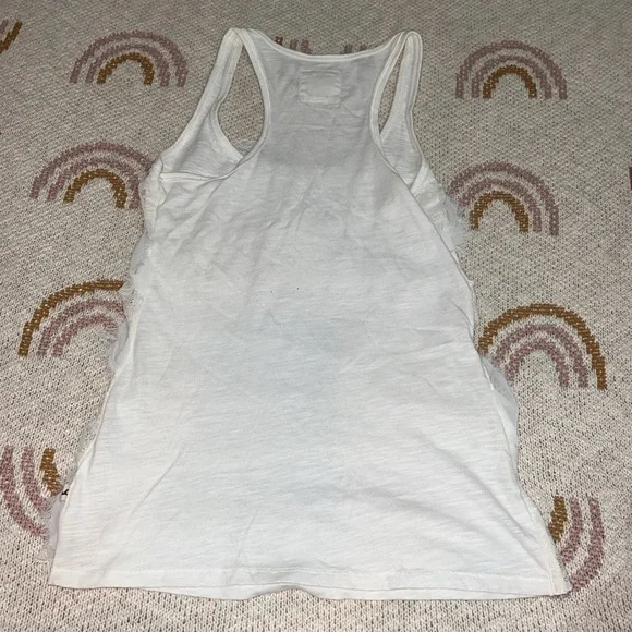 Hollister size XS lace/ruffle front off white tank racer back - Picture 4 of 4